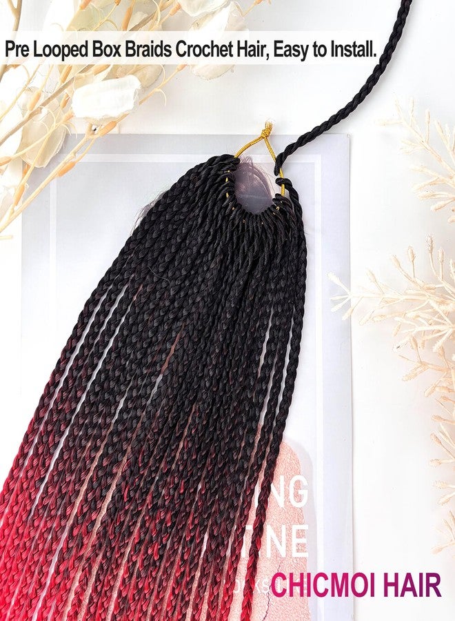 Chicmoi Ombre Red Crochet Braids Pre Looped 20 Inch T1B/red Box Braids Crochet Hair For African women Girl 6 Packs Small Size Crochet Box Braids Extension (Black to Red, 20 inch 6 packs) - Image 3